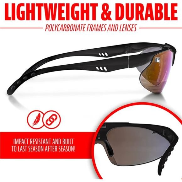 Franklin Sports Baseball + Softball Sunglasses - Men's + Women's Sunglasses - Picture 2 of 7